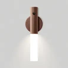 Luminaria Luz Led Recarregável Sensor de Movimento de Madeira Minimalista Para Mesa Parede