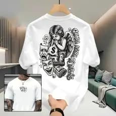 Lançamento Camiseta Stretwear Anjo Chora Agora Ri Depois 30.1 Algodão Camisa Elegante
