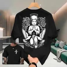 Camiseta Streetwear "Anjo BLESSED" - 26.1 Algodão, Estampa Linda e Estilosa Pro Dia a Dia