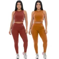 Kit 2 Conjunto Blackout Zero Transparencia Moda Fitness