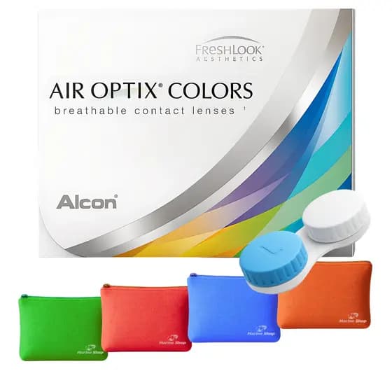 1 Par de Lente De Contato Colorida Air Optix Colors Mensal Sem Grau Com Estojo e Necessaire