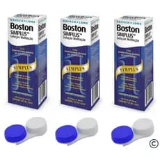 3 Soluções de Limpeza Boston Simplus® Para Lentes de Contato Rígidas + 3 Estojos