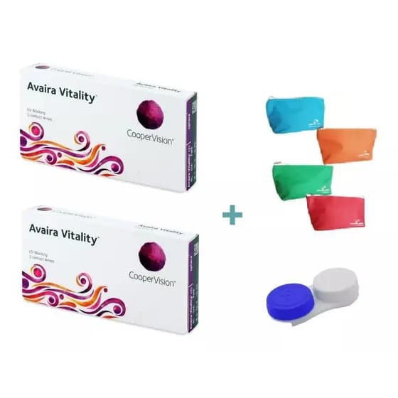 2 Caixas Lente De Contato Avaira Coopervision com Necessaire e Estojo