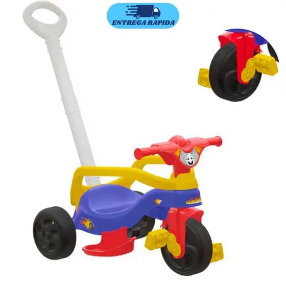 Motoca Triciclo Infantil Velotrol Masculino E Feminino Com Pedal Apoio para os Pés E Empurrador