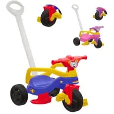 Tricicolo Velotrol Masculino e Feminino Com Empurrador e Apoio para os Pés Motoca