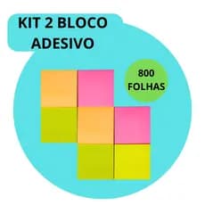 2 Bloco Adesivo Para Recado Com 400 Folhas Cada Diferentes Cores Neon E Pastel Notas Adesivas