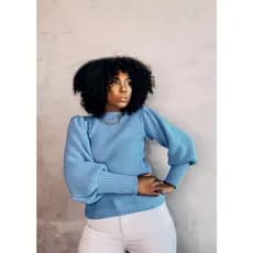 Kit 5 Blusas Elegância Moda Inverno Blusa Ponto Fang Manga Bufante