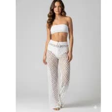 CALÇA LISA  saida de praia tricot verao toda trabalhada rendada moda praia influencie tricot moda Instagram