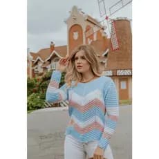 Blusa Tricot Multicolor Moda Blogueira Feminina Inverno Blusinha Blusa zig zag trico
