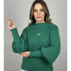 BLUSA MANGA BUFANTE Brasil Hexa Tricot Moda Blogueira Trico Inverno Estilo