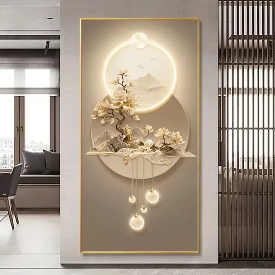 QUADRO DECORATIVO ARVORE DOURADA BRILHANTE PAISAGEM MODERNA ARTE PAREDE 1 PEÇA