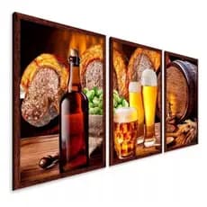 Kit 3 Peças Quadro Decorativo Mosaico Bar  Cervejaria Churrasco Cantinho Do Churrasco Carne Área