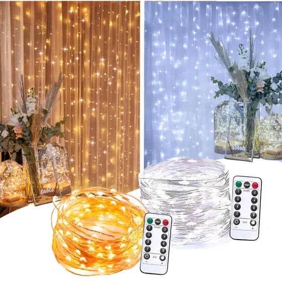 Cortina Led 3x3 Metros Bivolt Fio De Fada Festa Casamento Eventos Natal 300 Leds Decoração Controle