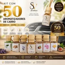 KIT 50 Cheirinho para Carro, Difusor de carro, Perfume para Carro, Essência SV Aromas a base de óleo