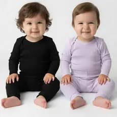 Kit 2 Body Canelado Bebê Conjunto Frio Manga Longa Calça Super Leve Resistente Envio Rápido