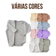 Kit 5 Body Bebê Macacão Manga Longa Calça Roupa de Bebê Enxoval Envio Rápido
