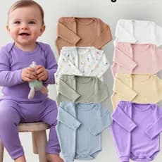 Kit 3 Body Bebê Menina Conjuntinho Manga Longa Roupa de Bebê Enxoval Envio Rápido