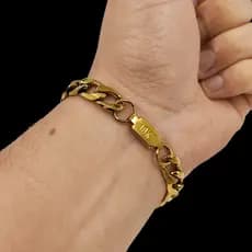 Pulseira Masculina 10mm Grumet Maciça Moeda Antiga Legítima com Fecho Gaveta e Marcação 18K