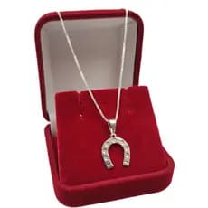 Conjunto Kit Colar Feminino Veneziano em Prata 925 + Pingente Ferradura Cavalo Boiadeira