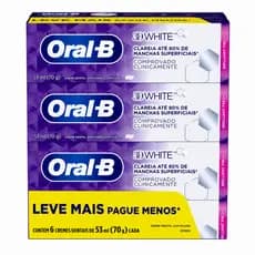 Pack 06un Creme Dental Oral-B 3D White Brilliant Fresh 70g