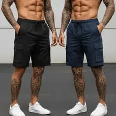 Bermuda Cargo Masculina Com 5 Bolsos Streetwear Tactel e Elastano Casual Ultra Leve