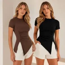 Kit 2 Blusinha Suplex Blusa Lisa Preta G Básica Casual Kit 2 Blusa Feminina Trabalho Roupa Slim