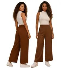 Calça Pantalona Feminina Elástico Na Cintura Cintura Alta Tecido Duna P ao GG Calça Duna