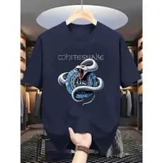 Camisa básica camiseta masculina feminina personalizada banda Rock In Roll Whitesnake cobra 100% algodão 30.1 unissex
