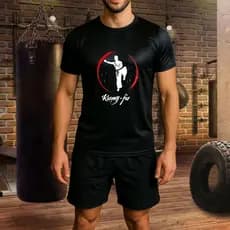 Camisa Masculina Dry Fit Camiseta Para Treino Fresca Poliéster Luta Kung Fu Wushu