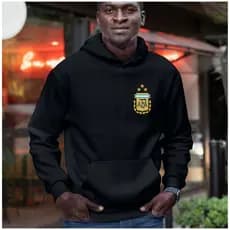 Jaqueta Casaco Masculino Moletom Canguru Blusa de frio Seleção Argentina com capuz