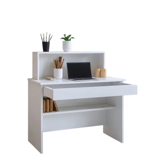 Mesa Escrivaninha para Computador c/ Espaço para Organizar Livros Ideal p/ Quarto ou Escritório