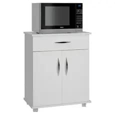 Balcão Base Microondas Fruteira Utensílios Cozinha Recepção Cor Branco