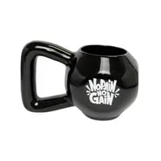Caneca 3D Peso Ketlebell Preto Cerâmica Presente Academia Pai Treino Musculação Personal Criativo