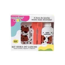 Kit Hora do Lanche com Squeeze 340ml + Porta Lanche + Talher Little Capivara Container Kids