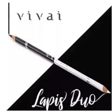 Làpis de Olhos 2 em 1 Vivai Duo Preto e Branco com Apontador - Macio e Pigmentado