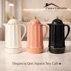 Garrafa Térmica Decorativa 1L Luxo | Café Chá Revestida com Design Elegante para Mesa Posta