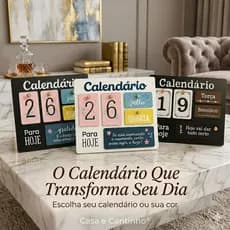 Calendário de Mesa Decorativo de Madeira com Plaquinhas Permanente Colorido Escritório