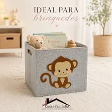 Cesta Infantil Organizador Feltro Decorativo Multiuso para Quarto Infantil e Bebê Roupa