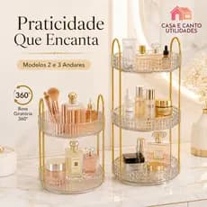 Organizador 360º de Acrílico Porta Maquiagem Rotativo Suporte Para Perfume Prateleira de Cosmético