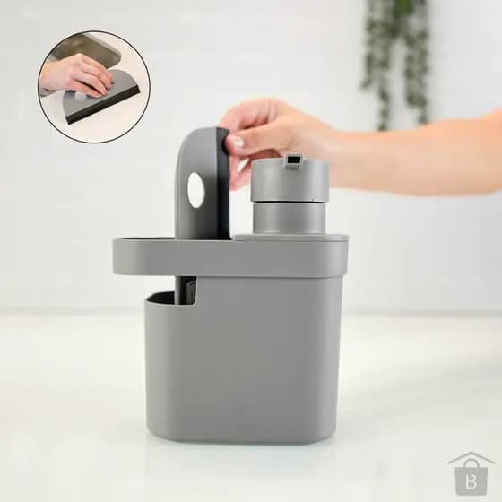 Kit Dispenser Porta Detergente E Esponja Com Rodinho De Pia OU