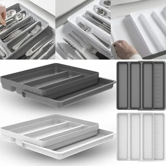 Porta Talheres Organizador de Gaveta Separador de Gaveta Cozinha com Extensor Logic Ou