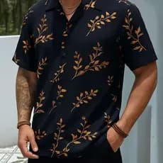 Floral Camisa havaiana praia verão masculino manga curta de botão tecido viscose
