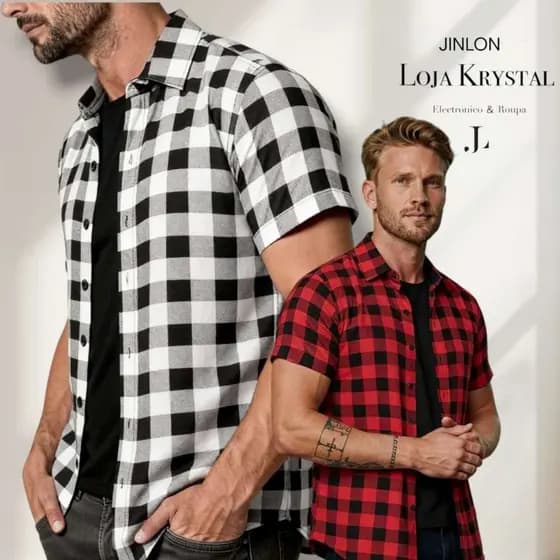 kit 2  camisa xadrez cocial manga curta novo masculino