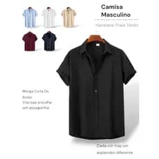 Lojakrystal Camisa Botão Manga Curta Masculina Slim Cores Social Verão Camisa Praia Tropical Havaiana Ano Novo
