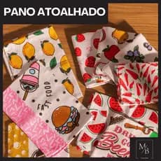 Kit 7 Panos de Prato Copa Atoalhado Estampado Felpudo Cozinha 40x55cm