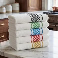 Kit 5 Panos de Prato Jacquard  Atoalhado Felpudo Copa Premium