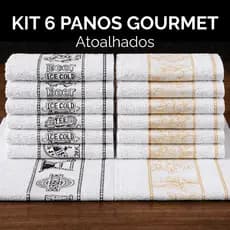 Kit 6 Pano de Prato Jacquard Gourmet Premium Atoalhado Felpudo Toalha de Copa 47x70cm