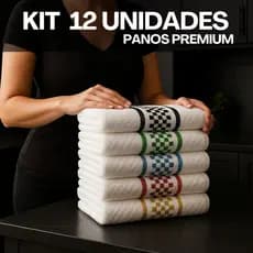 Kit 12 Panos de Prato Jacquard  Atoalhado Felpudo Copa Premium