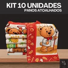 Kit 10 Pano de Copa Prato Atoalhado Estampado 40x55cm