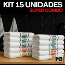 Kit 15 Panos de Prato Copa Jacquard Atoalhado Toalha De Cozinha 100% Algodão